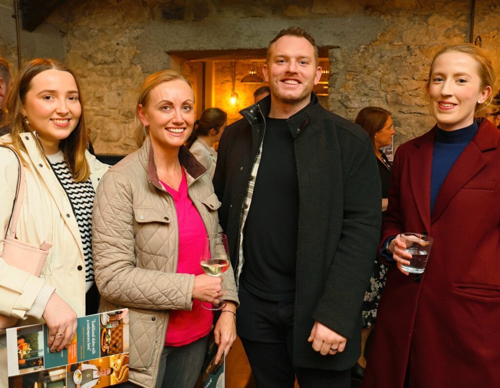 Shannon Callinan and Dani Hadley of Sound to Light with Keelan Lynch, The Groove Yard and Donna Ferry of Padraic Harris Solicitors attending the Galway Chamber networking event hosted by BlackRock Cottage on Thursday. Photo: Mike Shaughnessy