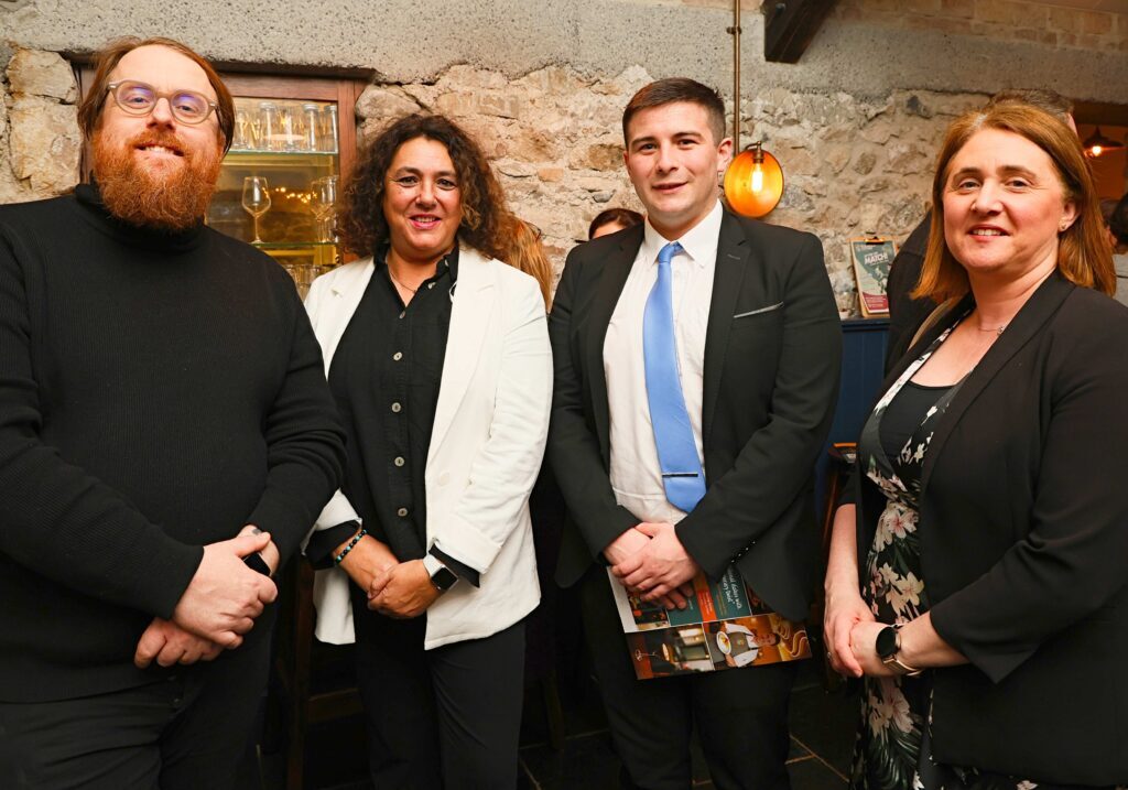 JP McMahon, restaurateur and author, Anne Pears, Galway Chamber with Padraig MacCathmhaoil and Imelda Lineen of The Harbour Hotel attending the Galway Chamber networking event hosted by BlackRock Cottage on Thursday. Photo: Mike Shaughnessy